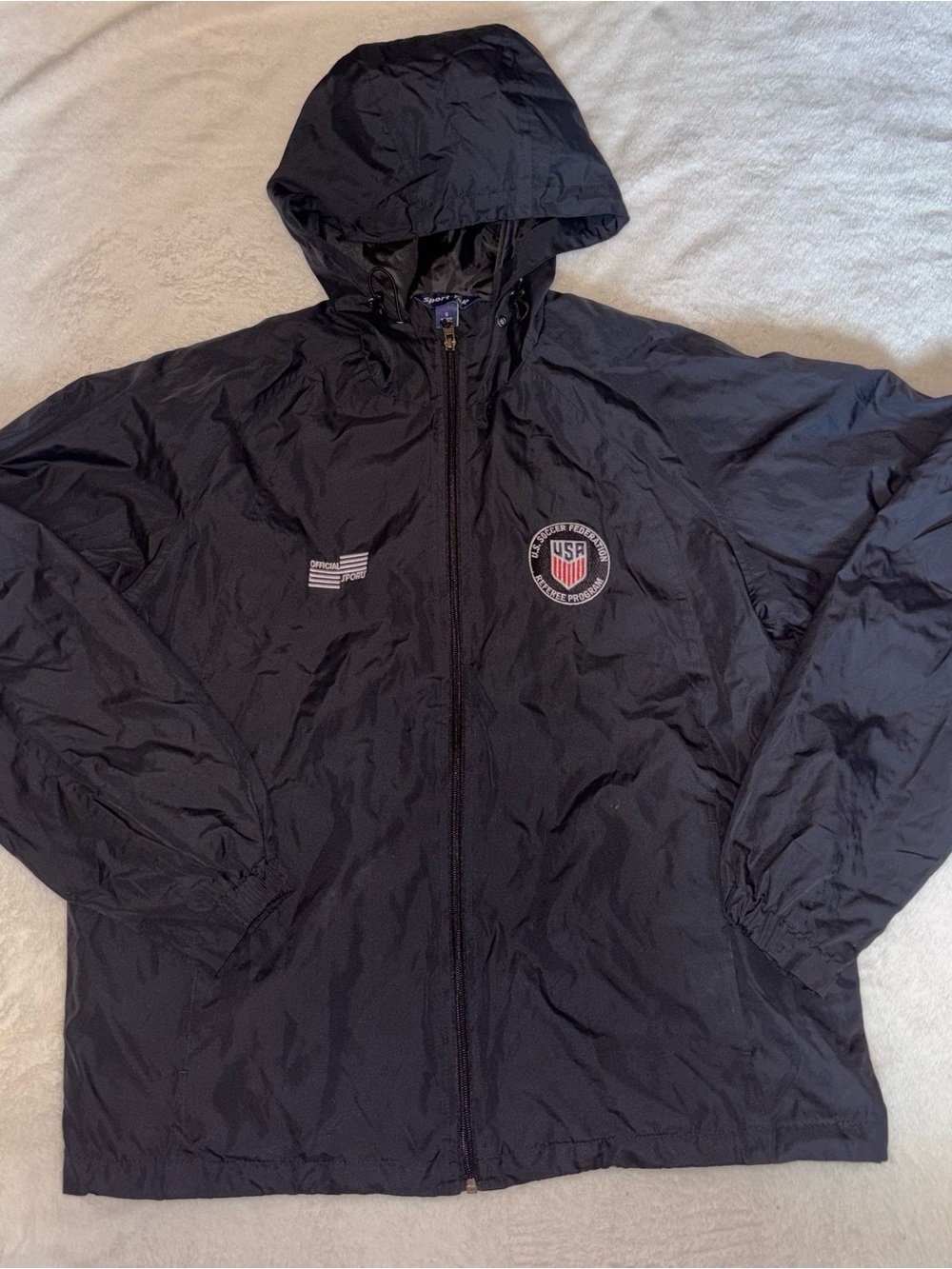 US Soccer USSF Referee Program Sport-Tek Jacket Small Black Hooded Official Spor